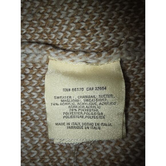 Akemi+Kin Anthropologie Italy Boho Knit Cardigan Women’s Mocha/White + Fringe M - Picture 4 of 5